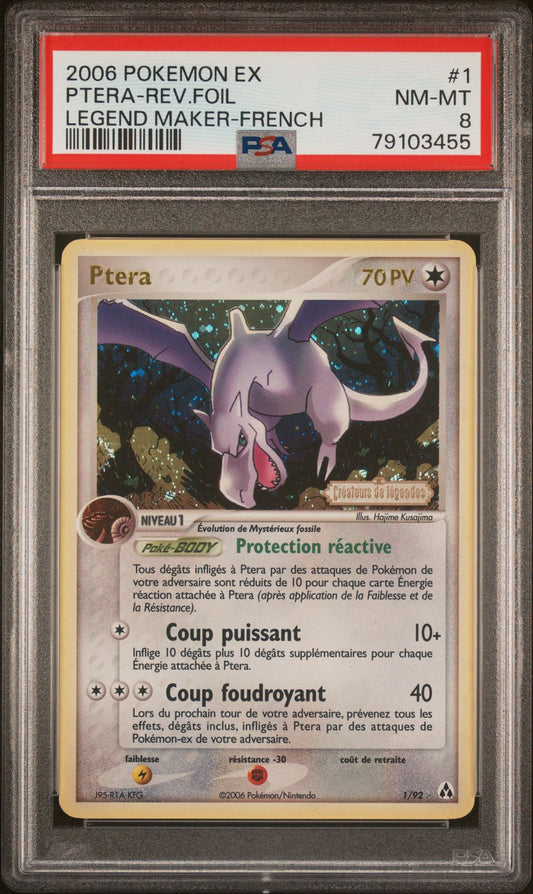 Ptera Holo Reverse 1 EX : Créateurs de Légendes PSA 8