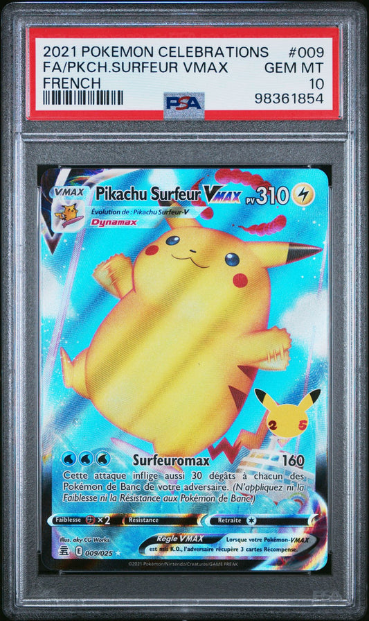 Pikachu Surfeur Vmax 009 Célébration PSA 10