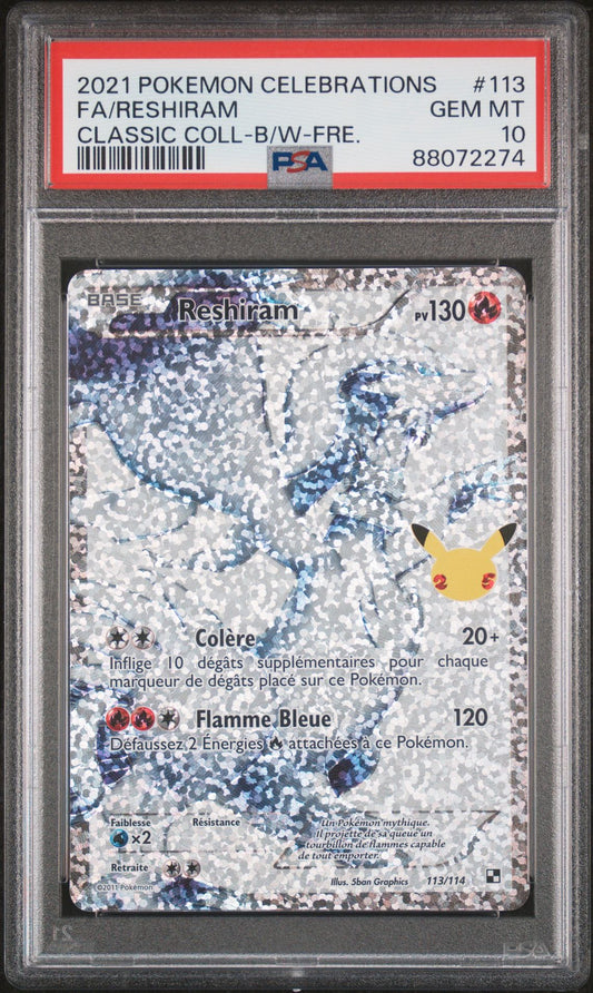 Reshiram 113 Célébreation PSA 10