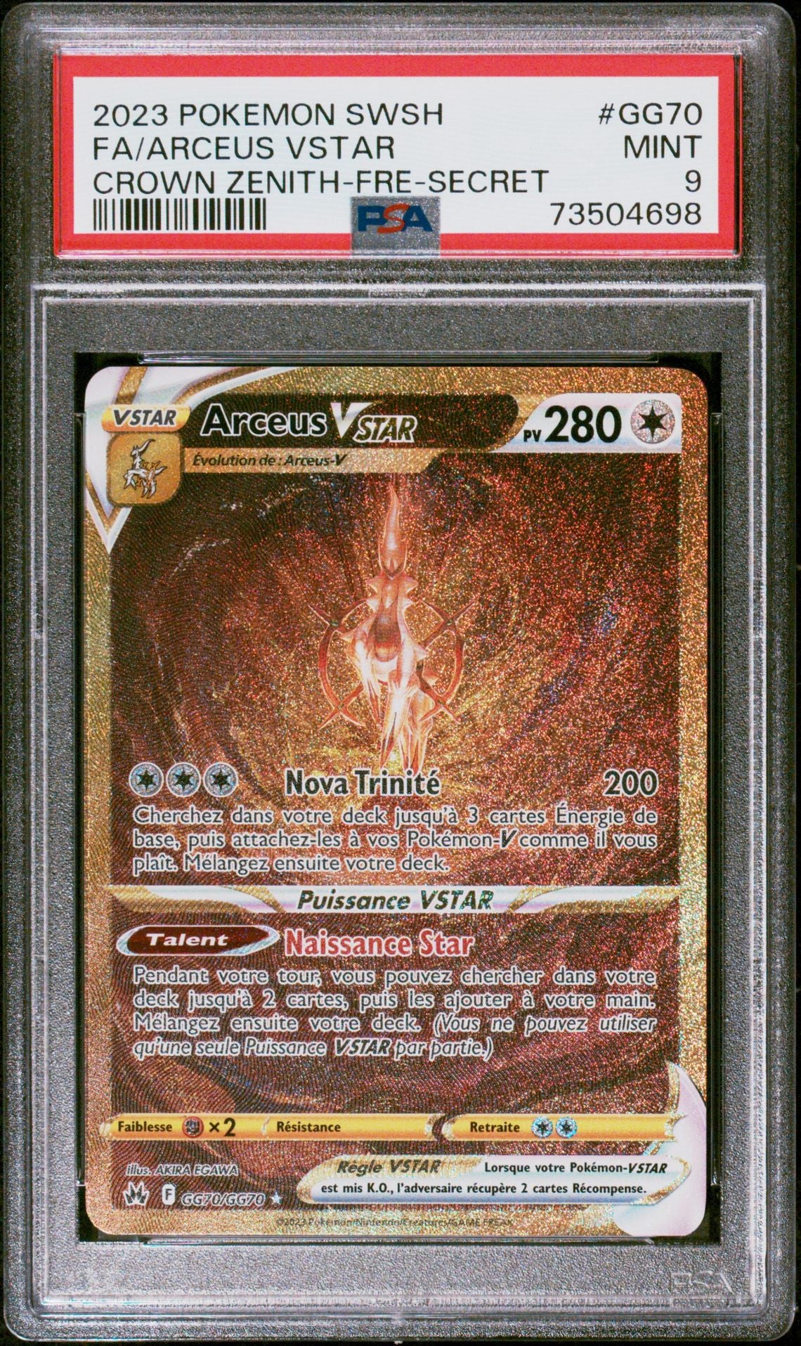 Arceus Vstar GG70 Zénith Suprême PSA 9