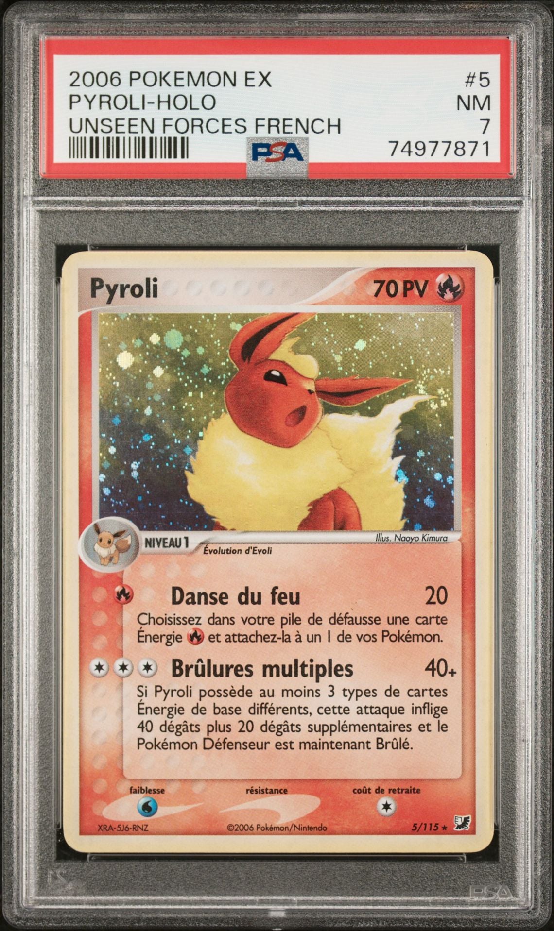 Pyroli Holo 5 EX : Forces Cachées PSA 7