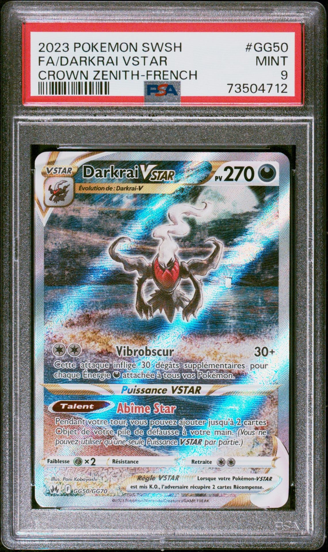 Darkrai GG50 Zénith Suprême PSA 9